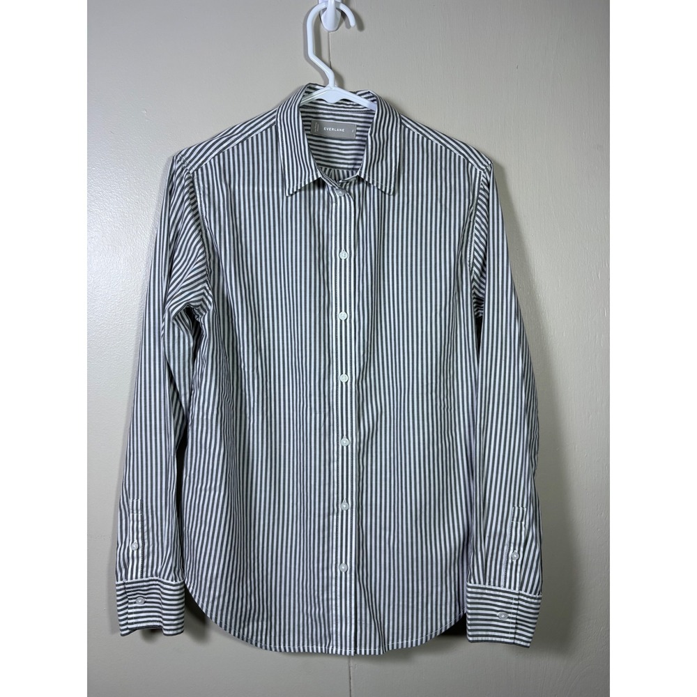 Everlane Striped Cotton Button Down Shirt  2 Coastal Old Money Clean Girl Office